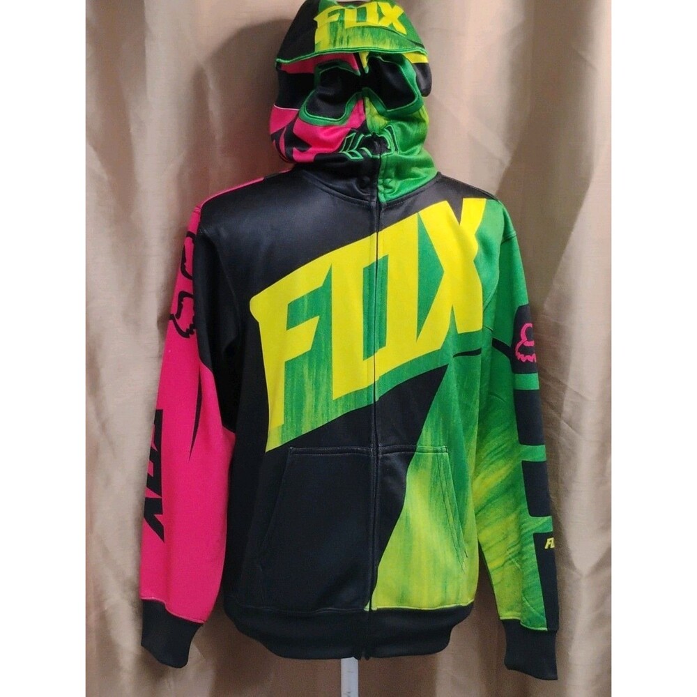 Fox Racing Forged AOP Graphic Print Full Zip Hoodie Black Multicolor Youth XL
